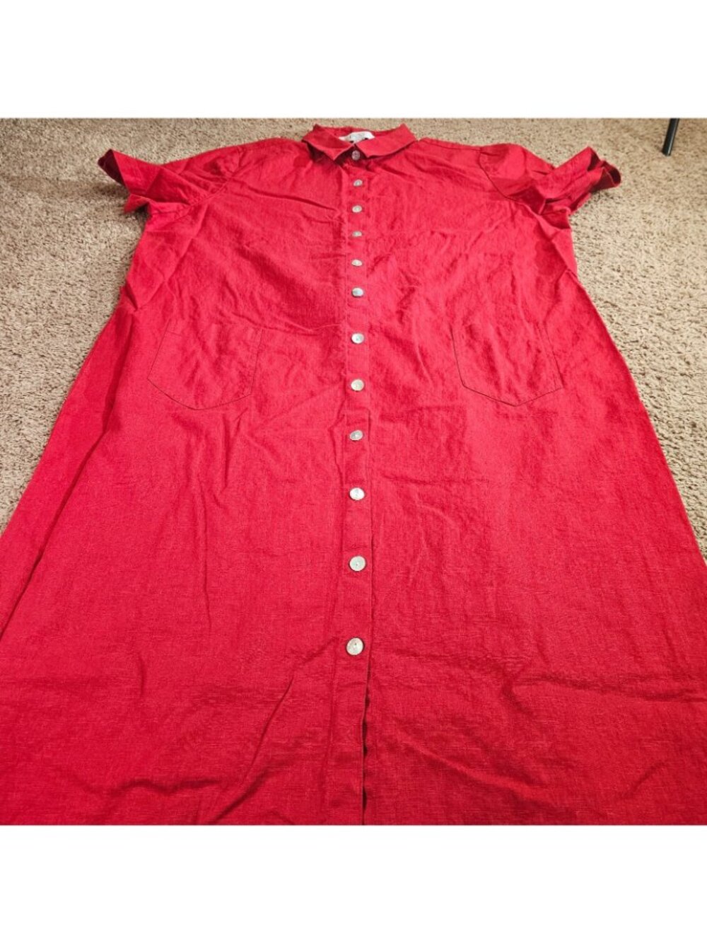 Casual Corner Annex Shirt Dress Womens 22W Red Button Front Linen Blend Y2K - Picture 3 of 13